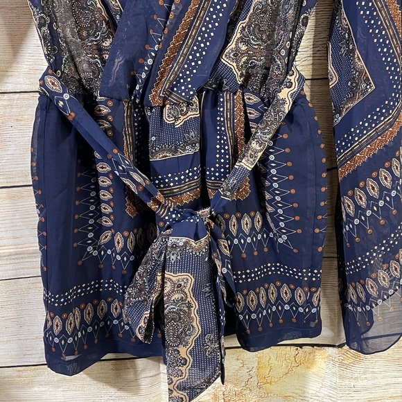 VENUS boho romper long flutter mesh sleeves women Size XS - Picture 13 of 14